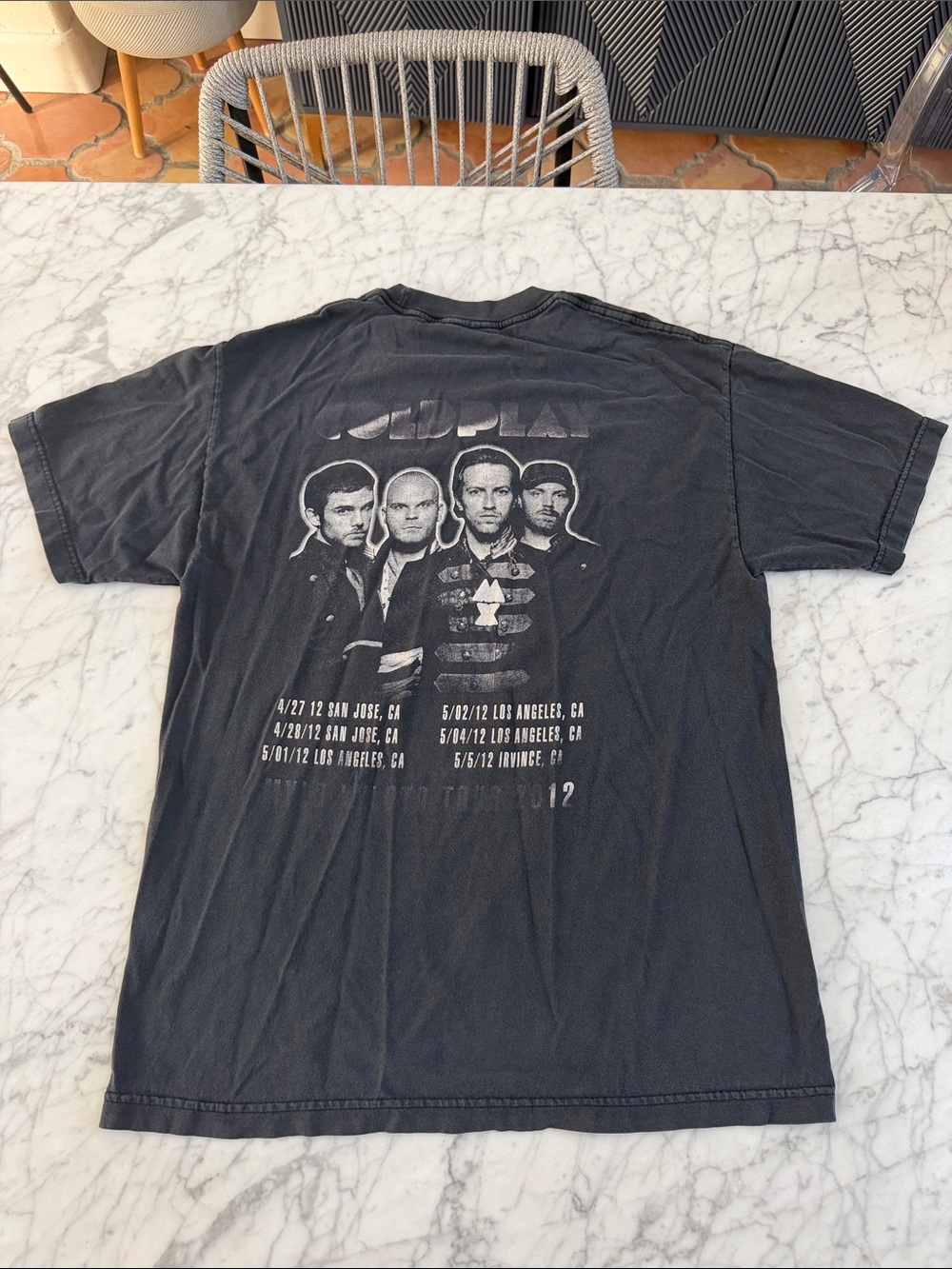 Coldplay 2012 Mylo XYloto Tour black rock band tee size L unisex